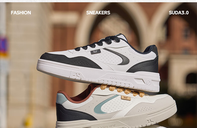 361° Men's Sports Shoes Spring Summer New Retro Leather Basic White Casual Sneakers 672616619-5 20