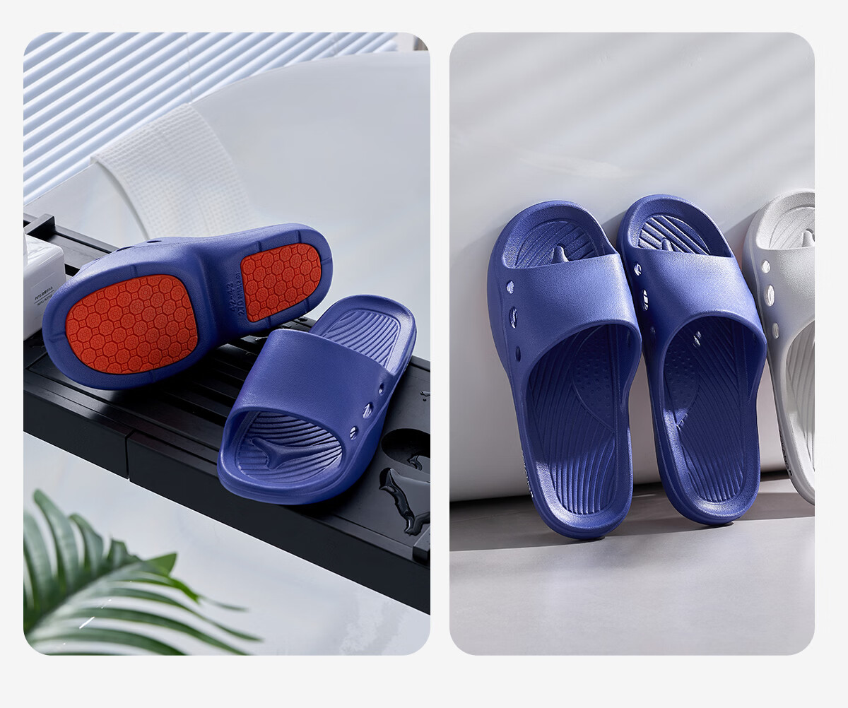 Aokang Men's Anti-Slip Bathroom Slippers Antibacterial Deodorant EVA Soft Sole Elderly Home Non-Slip Wear-Resistant Summer Sandals 9