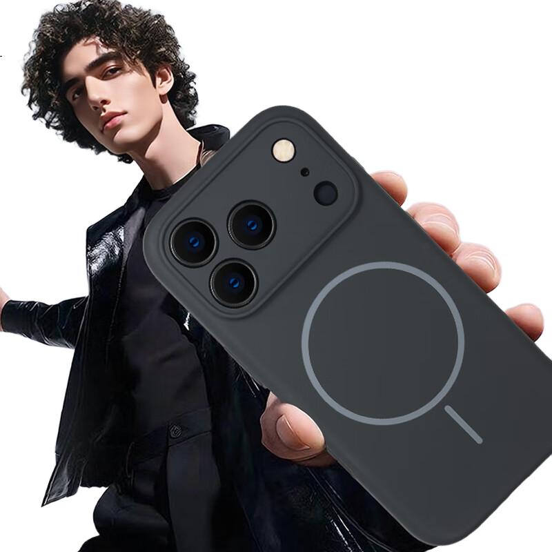 Жидкий силиконовый чехол Sihuanke для Apple iPhone 17, совместимый с MagSafe, черный