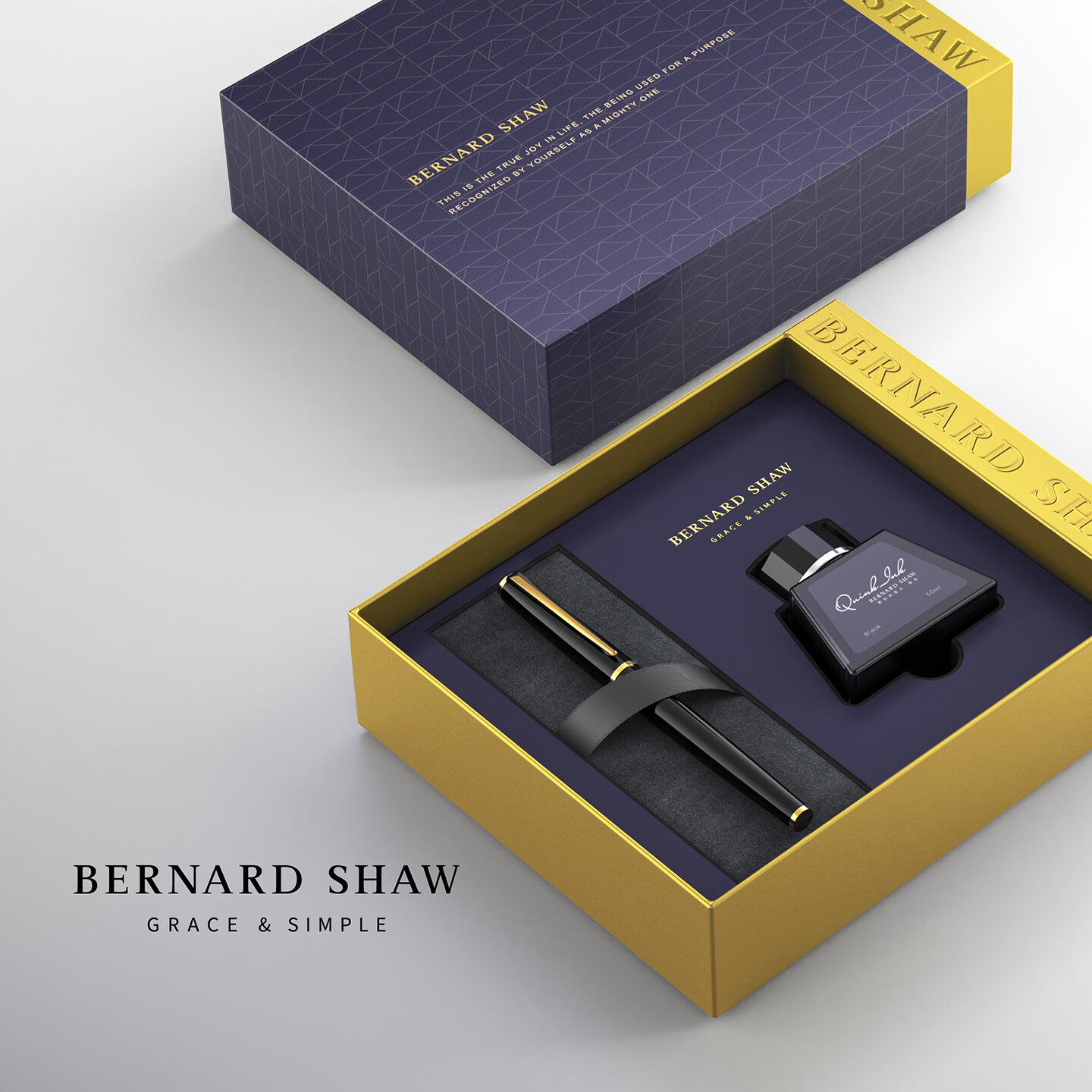 Bernard Shaw Premium Luxury Fountain Pen "Starshine" Cloud White Exclusive Ink Gift Box Set High-End Business Office Gift for Men Graduation Present