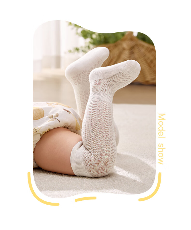October Crystals Baby Socks Summer Mesh Long Thin Knee-High Anti-Mosquito Over-the-Knee Non-Tight Children's Air Conditioning Socks 7A Antibacterial 23