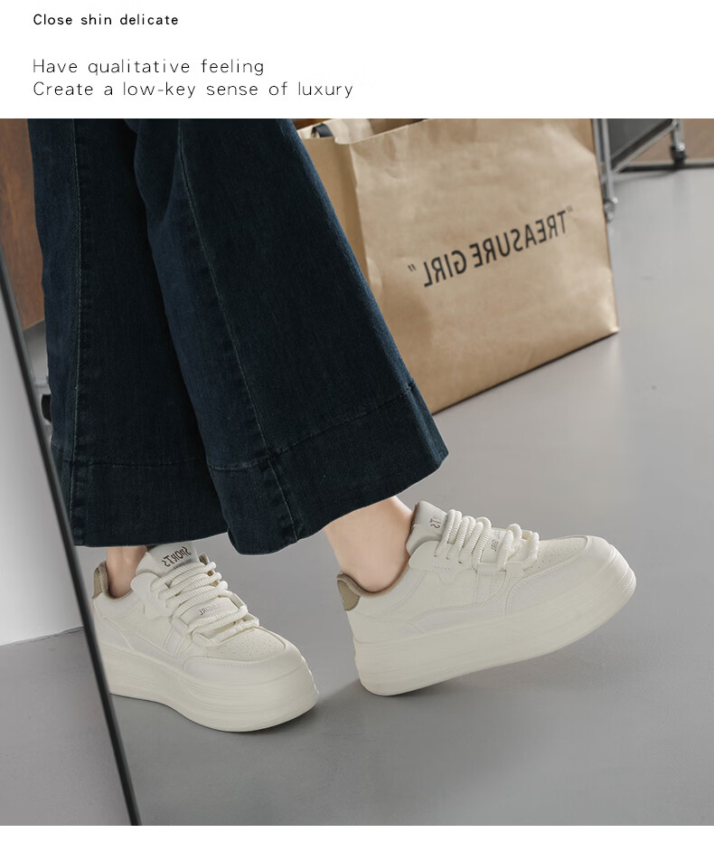 Cartelo Crocodile Women's White Sneakers Spring Fashion Simple Sports Casual Shoes Versatile Skate Shoes Beige 37 10