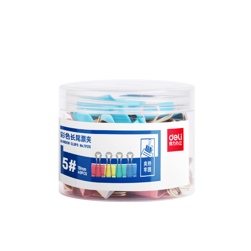 Deli 19mm Colorful Metal Binder Clips, Small and Large Size, Document Clips, Voucher Clips, Receipt Clips, Exam Paper Clips, Subject Clips TP215, Pack of 40