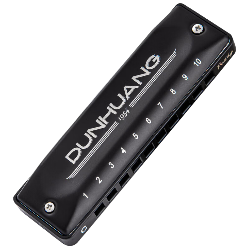 Dunhuang Huangzhiyao 10-Hole Blues Harmonica Y01 Black Paddy Key C Beginner Recommended