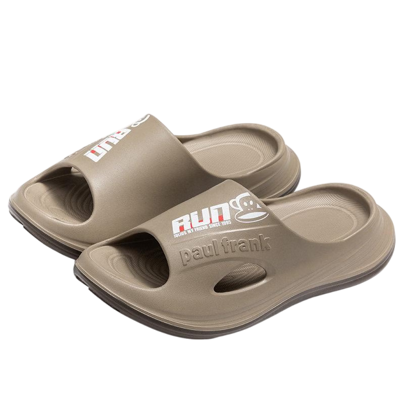 Paul Frank Men's Slippers Double Density Thick Sole High Elasticity Home Bathroom Sandals Khaki Size 44-45 PF644