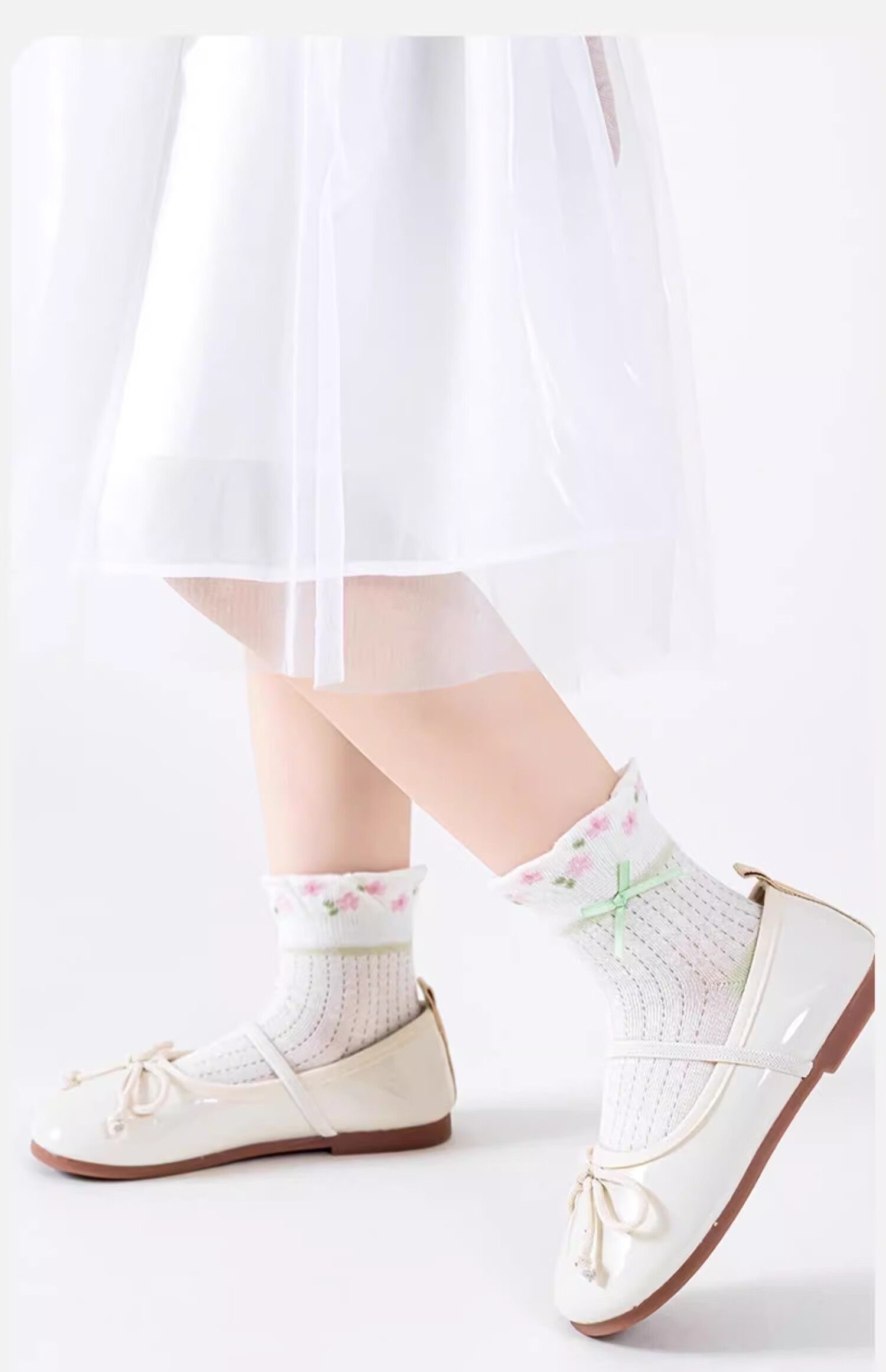 Mianqixiong Children's Socks, Summer Thin Style, Girls' Pure Cotton Socks, Baby Mesh Cotton Socks, Girls' Spring And Autumn White Short Socks 12