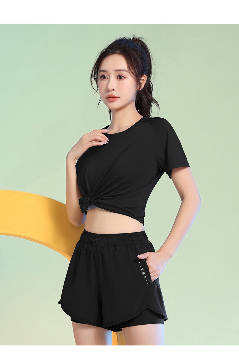 Baisirong Premium Summer Morning Running Sports Set for Women Short Sleeve Breathable Quick-Dry Badminton Slim Fitness Yoga Wear 9