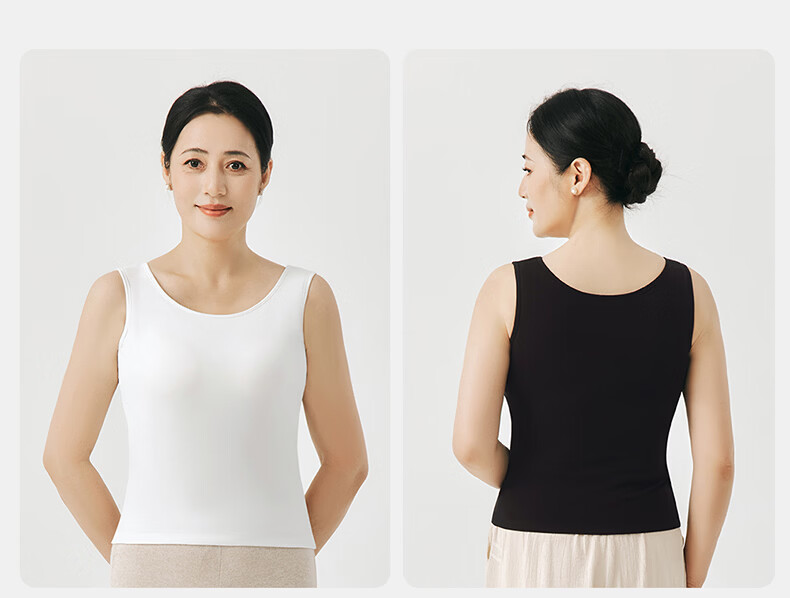 Threegun 2026 Spring Summer [With Chest Pad, Wearable Outside] Loose Ribbed Cotton Vest Women Solid Color Base Layer 15
