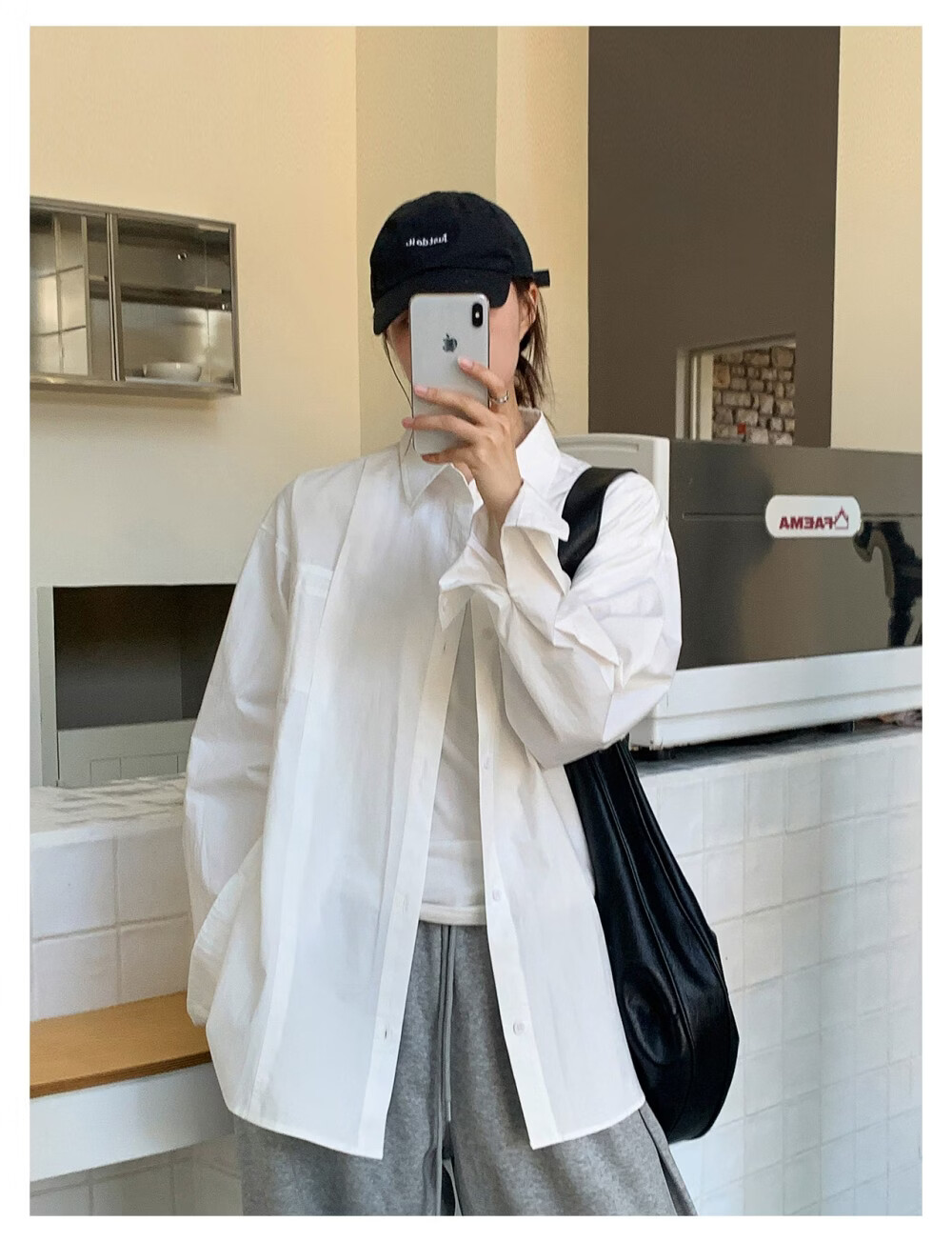 ICH MODE "Chic Subtlety" Fashion Design Relaxed Fit Long Sleeve Shirt Thin Jacket Women White S 13