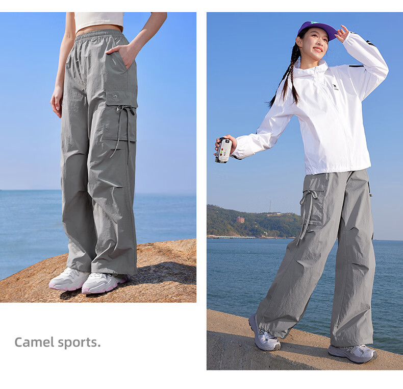 CAMEL Casual Workwear Women's Ice Cooling Sun Protection Quick-Dry Outdoor Paratrooper Pants C26BW1L0043 Phantom Black L 3