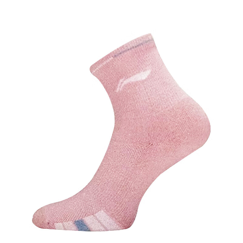 Li-Ning Badminton Socks, Mid-Calf Towel Sports Long Socks for Women, Moisture-Wicking Towel Socks, AWSU084-3 White/pink, One Pair 2