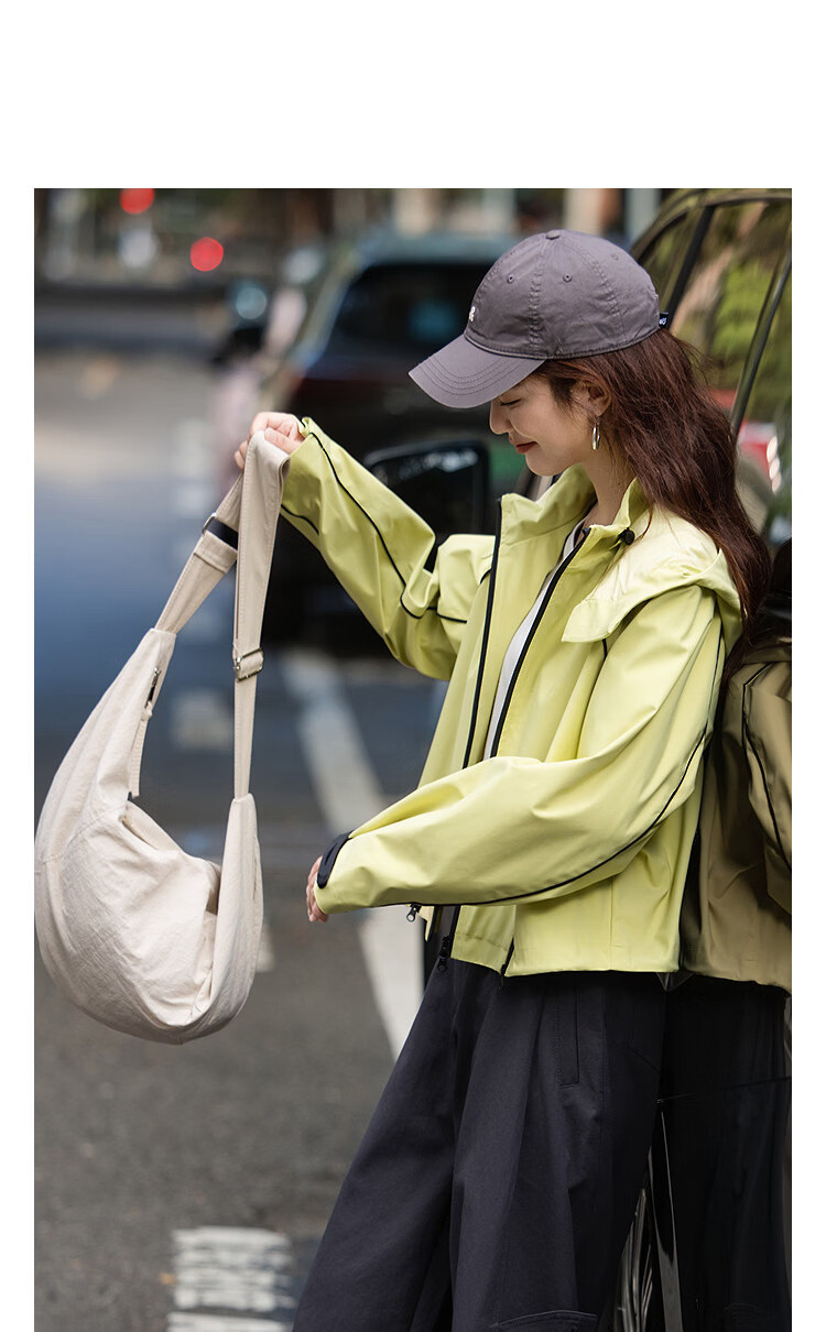 Demana [Three-Proof Black Technology] Spring Mountain Series Detachable Hood Color-Block Short Decorative Zipper Loose Women's Jacket 14