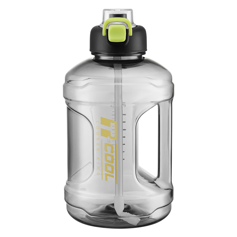 COOKER KING Sports Water Bottle, Large Capacity Tumbler, Plastic Water Jug, Black, 2200ml
