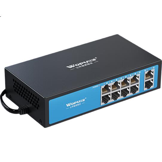 WOPU DJH103, неуправляемый PoE-коммутатор, 10 портов (8 PoE + 2 Gigabit Uplink), 30W на порт, 10/100/1000 Мбит/с