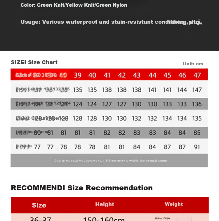 Gongtai Waterproof Fishing Pants Half-Length Rain Pants Unisex Waterproof Overalls Green Half-Length Size 44 15