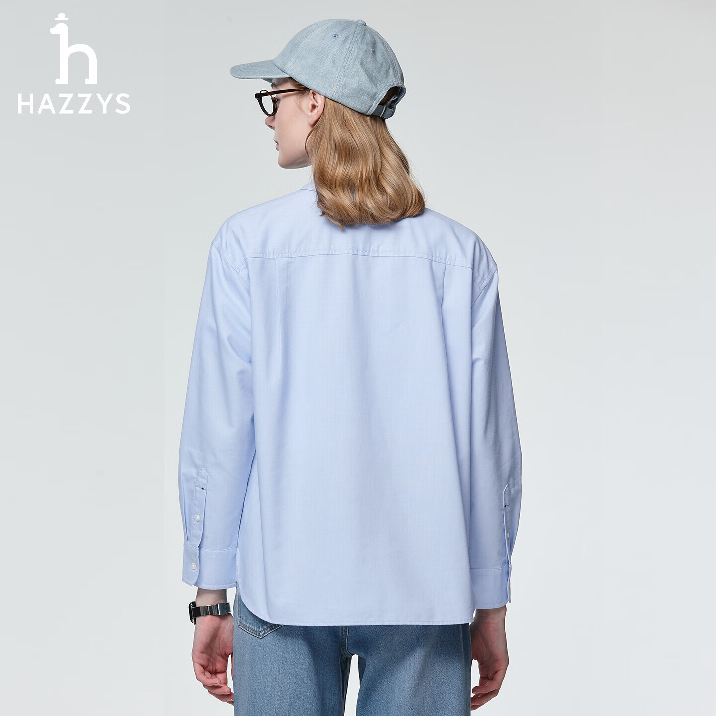 HAZZYS Women's Spring PHIZ Series Casual Loose Solid Color Long Sleeve Shirt ASCSK1DAX01