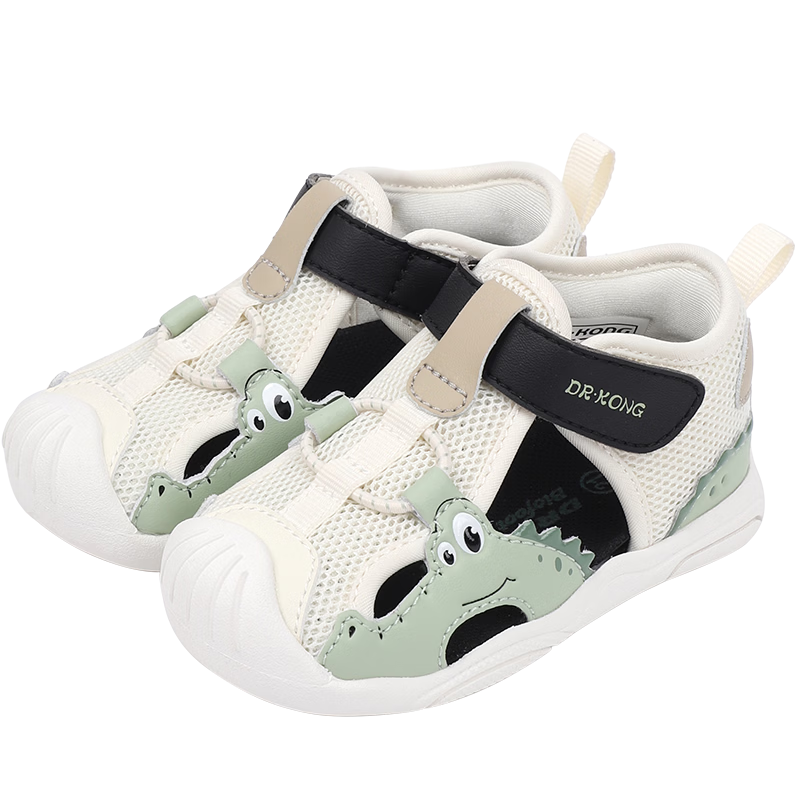 DR·KONG Toddler Walking Shoes Summer Boys Baby Soft Sole Comfortable Closed-Toe Sandals 2B13A2030AM Beige/Green Size 20