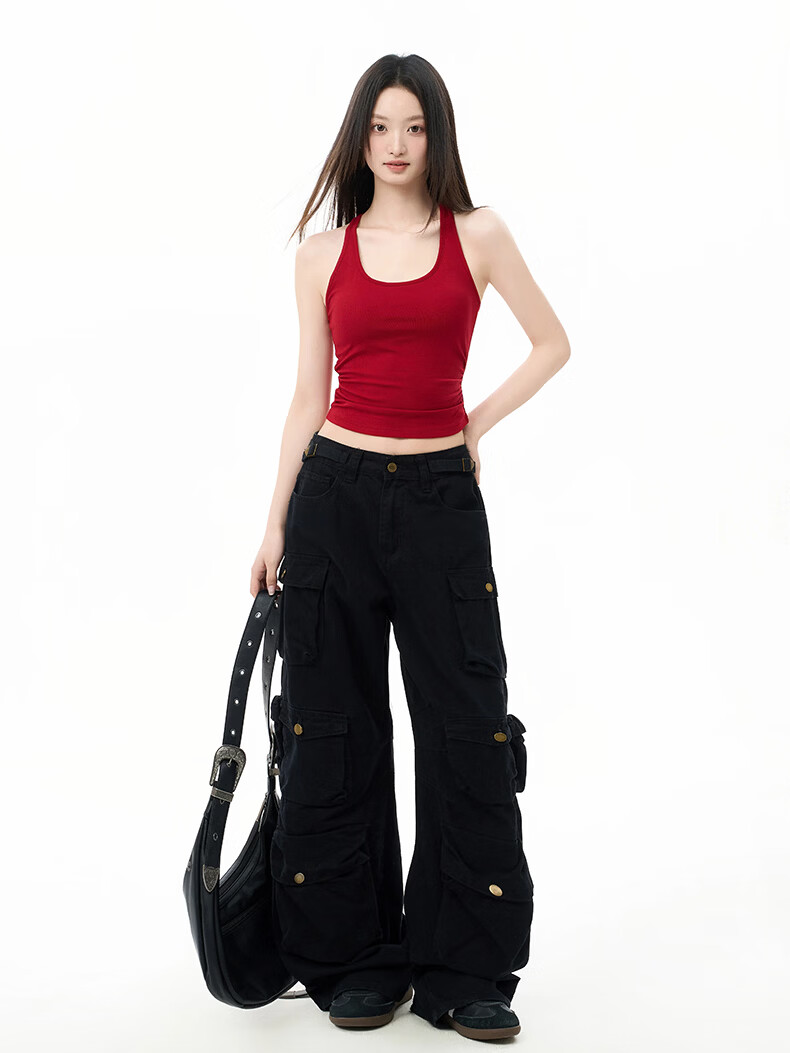 La Chapelle Red Racerback Tank Top with Built-in Padded Bra Summer Inner and Outer Wear Ancola Red S 24
