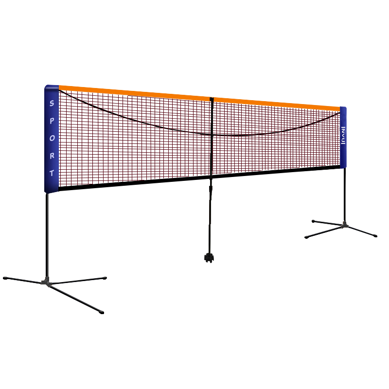 INVUI Portable Badminton Net Stand, Adjustable Standard 6.1-Meter Double-Distance Frame with Net