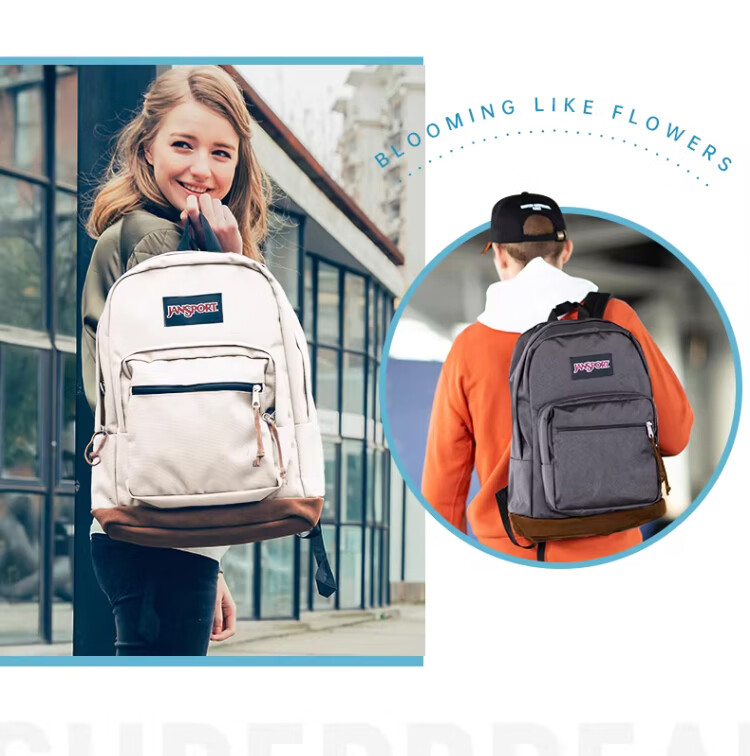 JANSPORT Jasper Backpack Women Laptop Bag Men College Student Schoolbag Twilight Vintage Leather 4QVA7S1 7