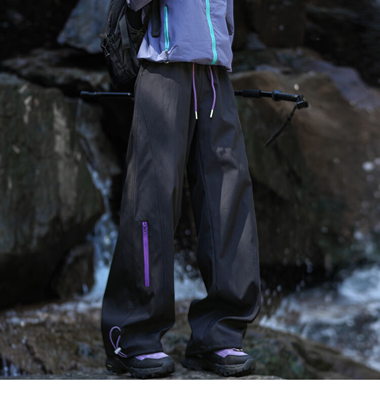 SWAMP AREA Mountain Outdoor Men's Spring Summer Functional Waterproof Lightweight Softshell Hiking Pants KS693 Black M 11