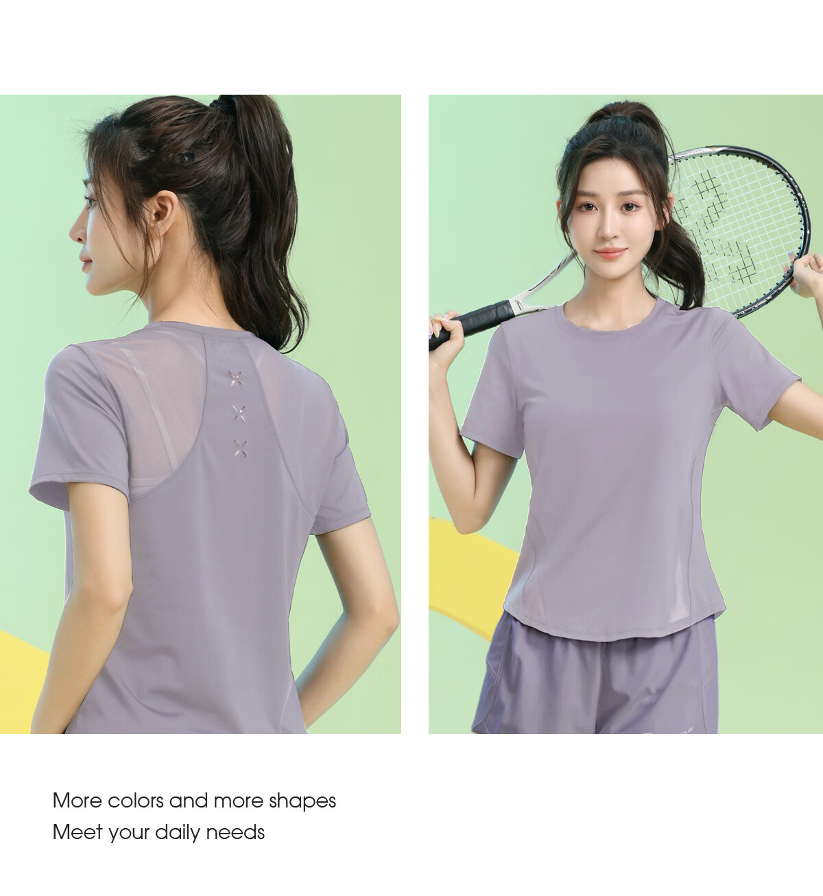 Baisirong Women's Professional Outdoor Morning Running Short Sleeve Quick-Dry Fitness Running Sports Set Loose High Elasticity Yoga Wear 13