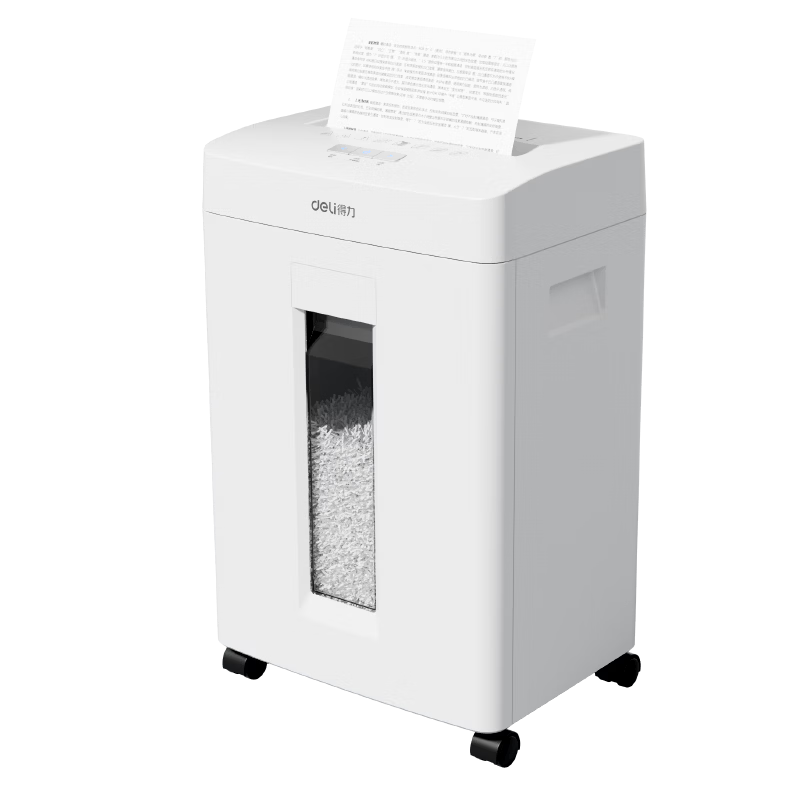 Deli Paper Shredder Level 4 Confidential Single Pass 8 Sheets Continuous Shredding 10 Minutes Large Heavy-Duty Office-Specific Paper Shredder 23L Capacity with Staple Removal Function GA311 White