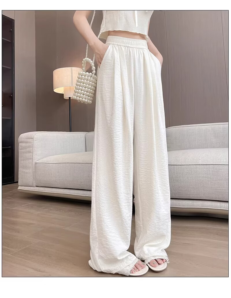 Xiang Yi Lover [JD Direct Purchase] Women's Casual Pants Summer Thin New Straight-leg Milk Fabric High Waist Draped Wide-leg Pants 7
