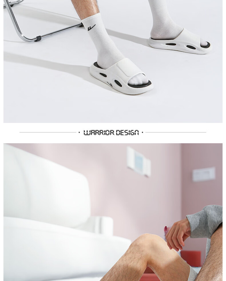 Warrior Official Men's Slippers 2026 Spring Outdoor Sports Non-Slip Sandals White Blue Size 42-43 24
