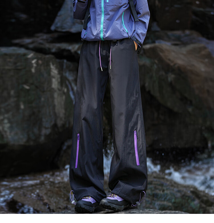 SWAMP AREA Mountain Outdoor Men's Spring Summer Functional Waterproof Lightweight Softshell Hiking Pants KS693 Black M 9