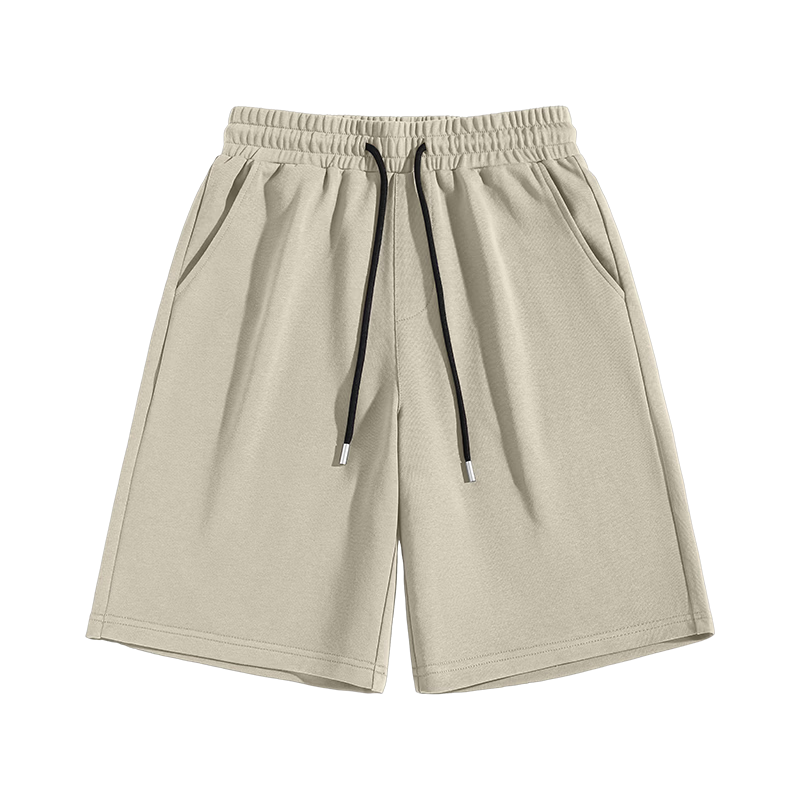 JEANSWEST LIFE Men's Khaki Cotton Terry Shorts Summer Moisture-Wicking Wrinkle-Resistant Relaxed Fit Five-Point Pants B