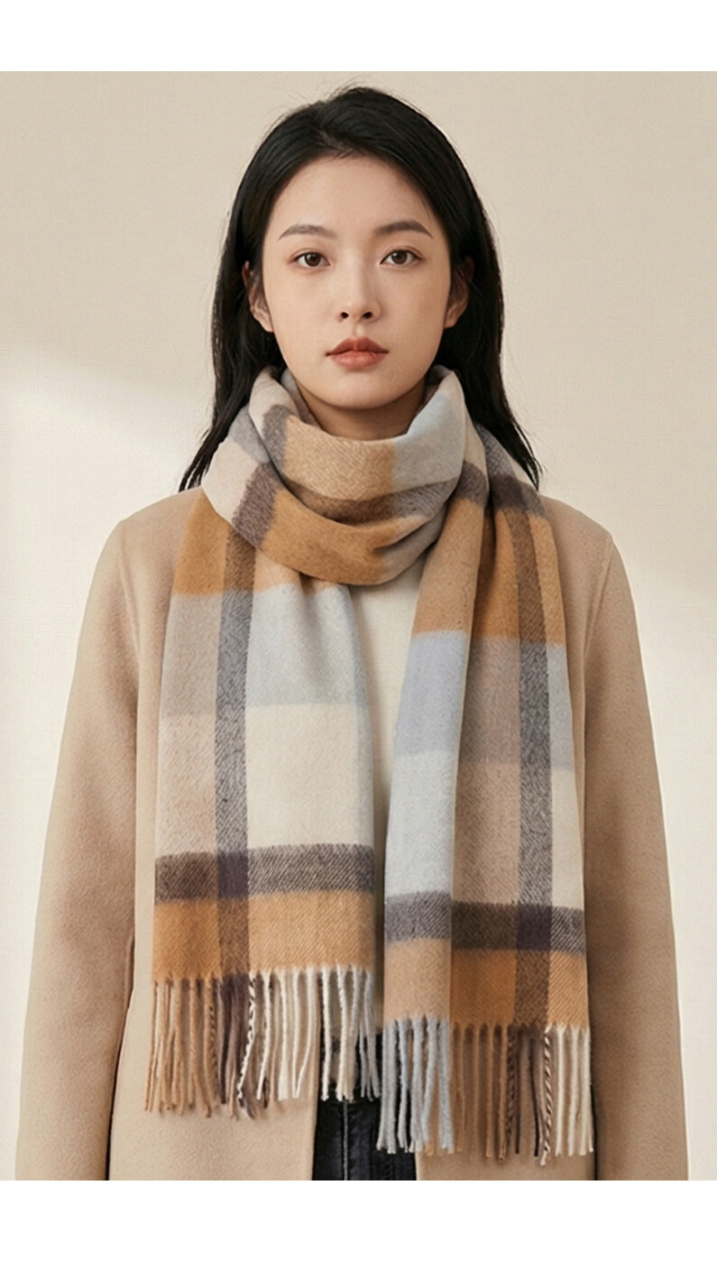 Hodo 100% Pure Wool Women's Plaid Scarf Warm Cold-Resistant Neck Warmer Gift Box for Girls New Year Birthday Present 16
