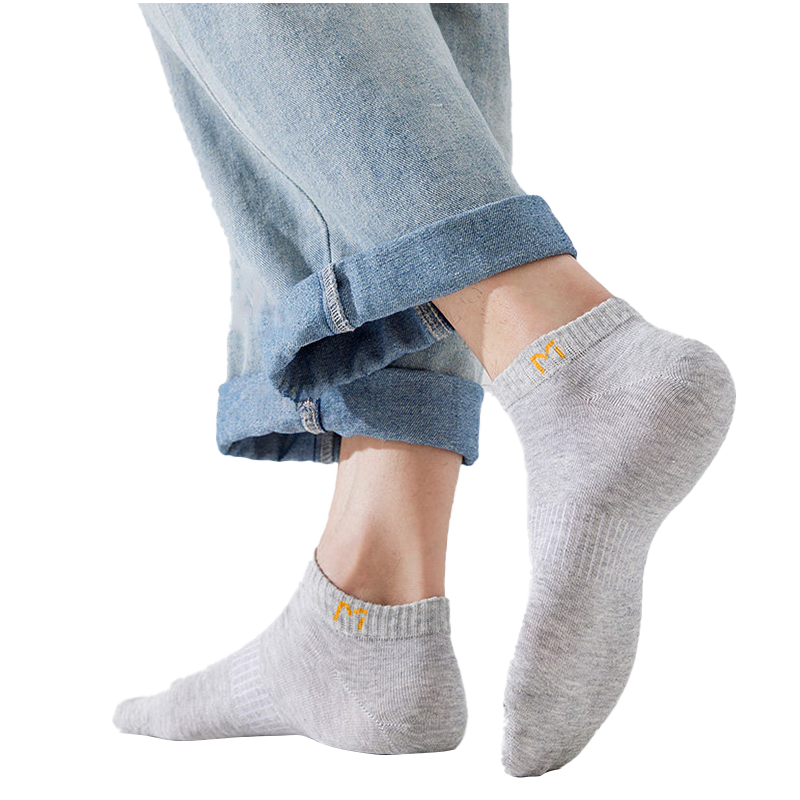 Mian Xiaonian Men's Short Cotton Socks Spring Summer [100% Pure Cotton 10A Antibacterial Deodorant] Sweat-Absorbing Breathable No-Show Socks 10 Pairs Pack