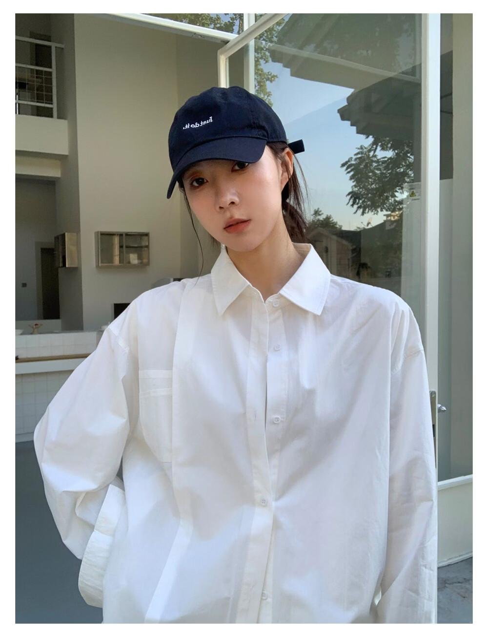 ICH MODE "Chic Subtlety" Fashion Design Relaxed Fit Long Sleeve Shirt Thin Jacket Women White S 16