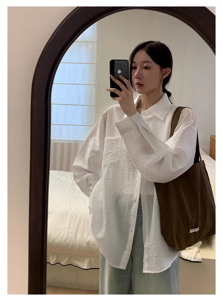 ICH MODE "Island Memory" Summer Physical Sunscreen Shirt Beach Tencel Shirt Cover-up Lightweight Jacket Blue XL 6