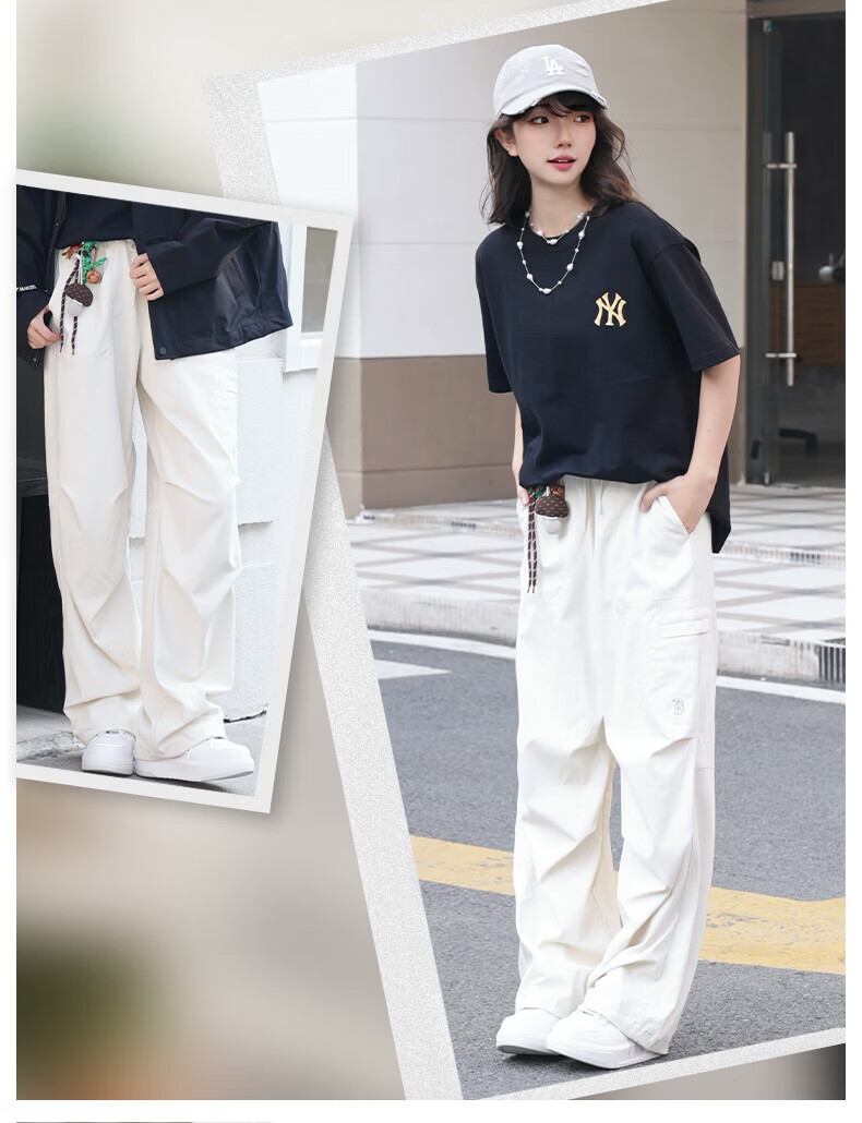 MLB Unisex Parachute Pants Wang Sulong Same Style Casual Wide-Leg Pants 26 Spring New 3AWPB0161-50BKS-M 13