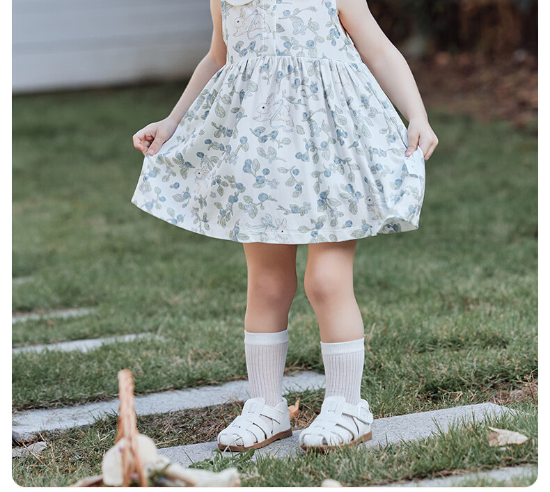 Happy Little Bear Baby Summer Lightweight Dress Antibacterial Toddler Girls Casual Mite-Resistant Stylish Clothing 3