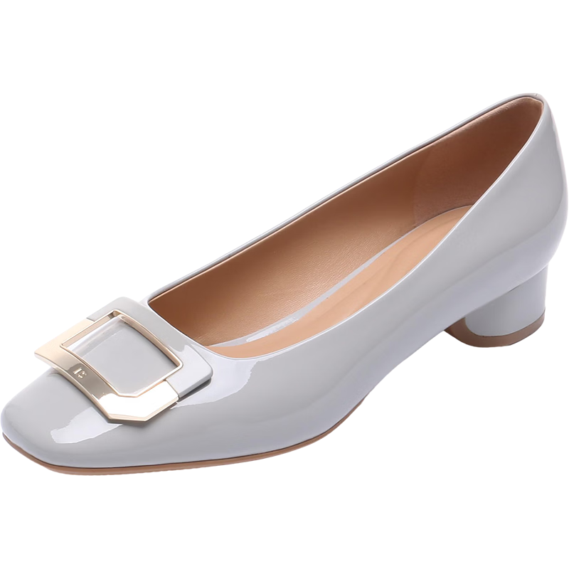 Le Saunda 26 New Simple Versatile Commuter Square Toe Low Heel Slip-On Flats Women 7M26703 Moonlight Gray GYP 36