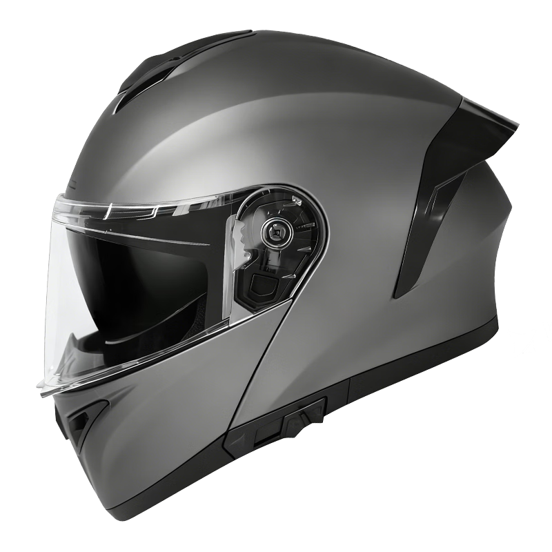 SAKL Motorcycle Helmet Flip-up DOT Certified Unisex 3C Standard A-Class Four-Season Riding Safety Helmet Anti-Fog Dual Visor Full Face Matte Metallic Gray L