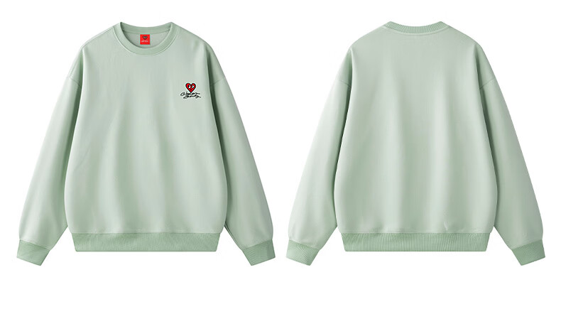 Charles Heart Sweatshirt Unisex Couple Casual Crewneck Love Heart Print Loose Fit Youth Simple Top Khaki 2XL 16