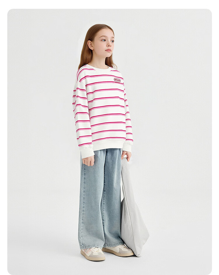 Balabala [balaOne] Kids Long Sleeve Hoodie Boys Girls 2026 Spring Striped Top Trend 12