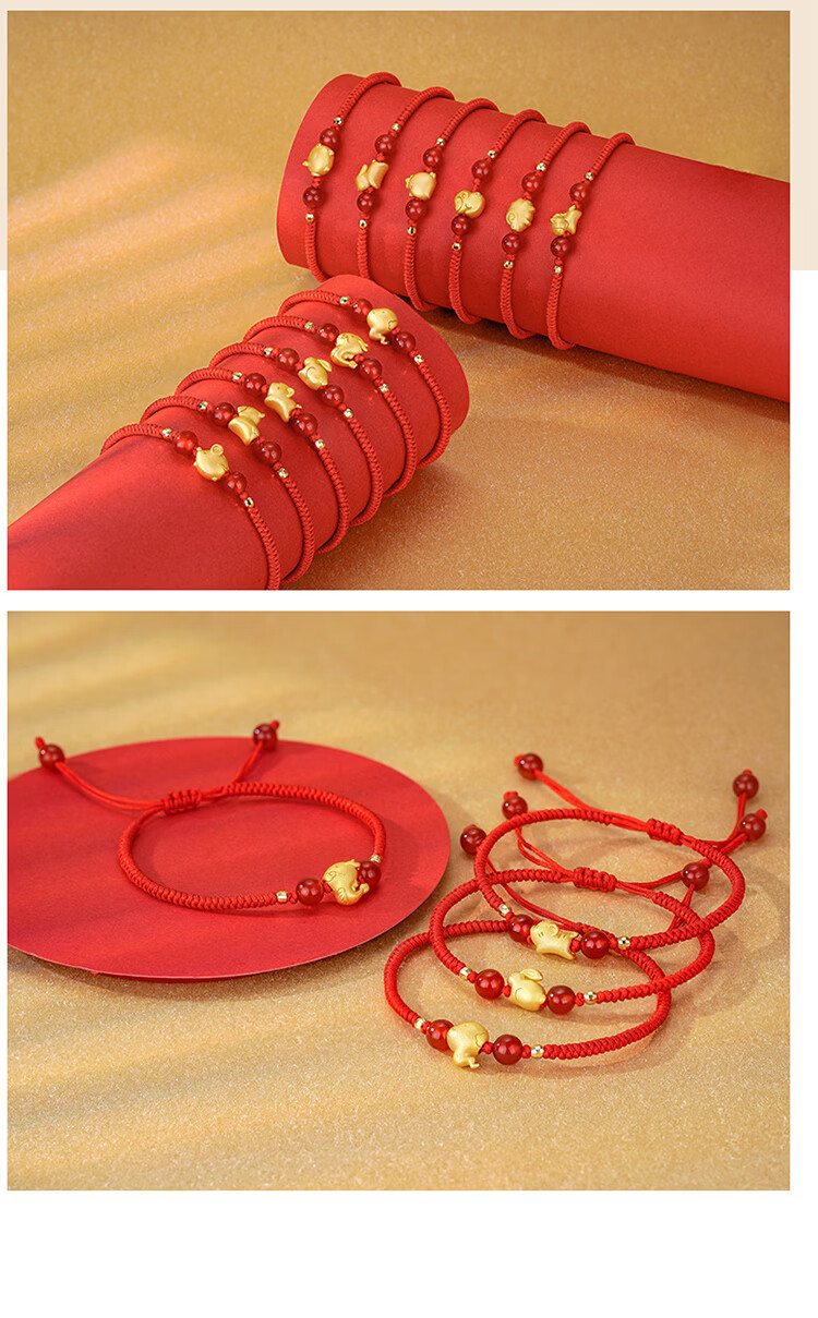 Jinliufu Auspicious Bracelet S925 Silver Zodiac Red Rope Lucky Charm Bracelet for Men and Women Birthday Gift for Lover 9