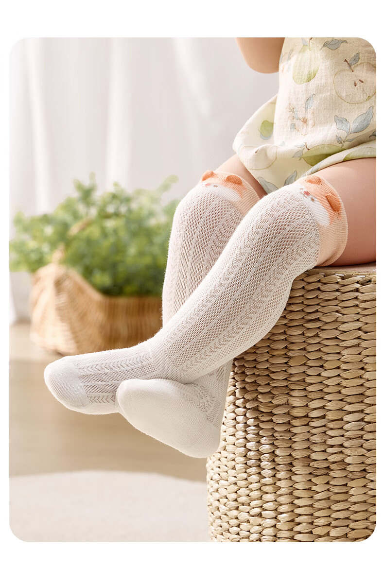 October Crystals Baby Socks Summer Mesh Long Thin Knee-High Anti-Mosquito Over-the-Knee Non-Tight Children's Air Conditioning Socks 7A Antibacterial 22