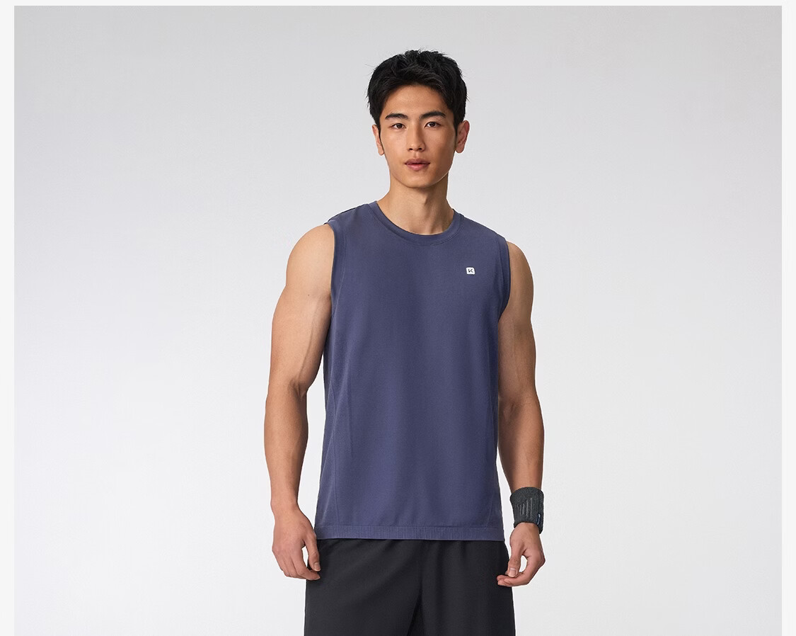 Keep New Men's Moisture-Wicking Quick-Dry Seamless Shoulder Sports Vest High Elastic Breathable Fitness Running Top 0598 15