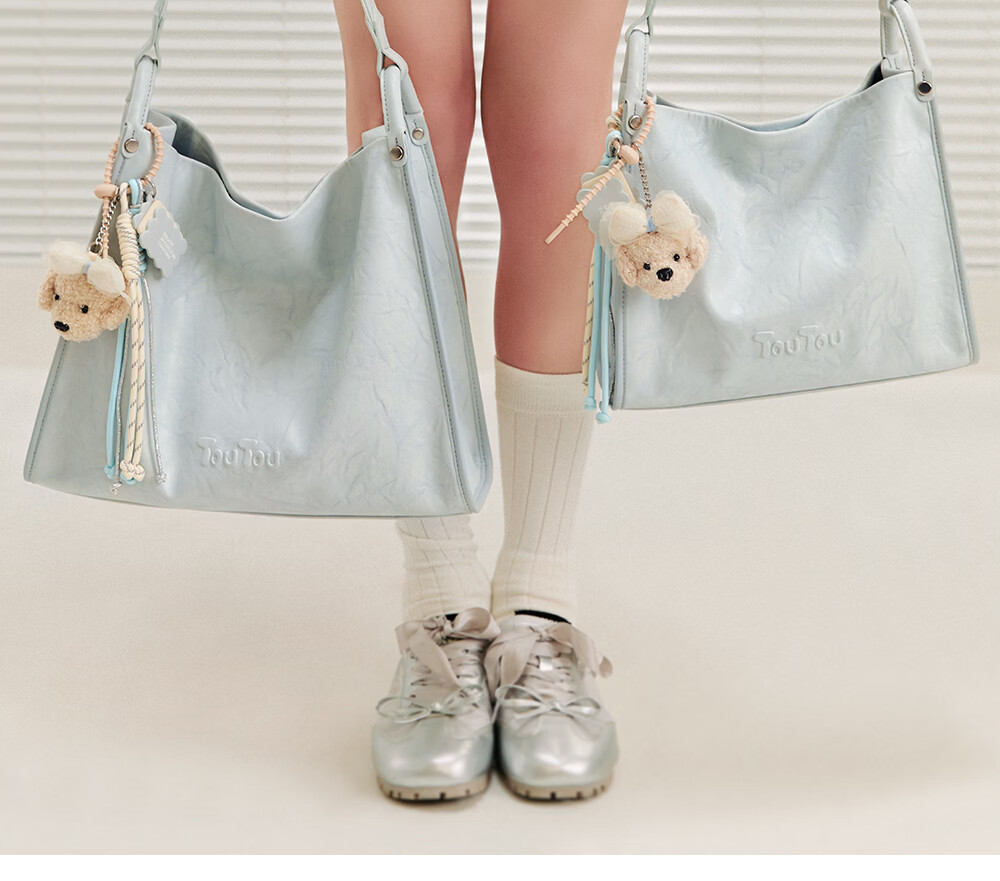 Toutou 2026 New Blue Tote Bag Women's Soft Leather Shoulder Underarm Bag for Work Commuting Birthday Gift for Girlfriend 18
