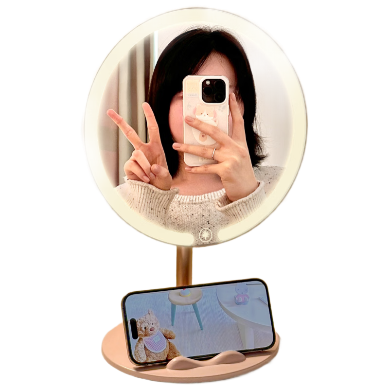 Meebordi LED Lighted Makeup Mirror Desktop Vanity Mirror 2026 New High-Value Dressing Table Standable Beauty Mirror Fill Light Beauty Device Birthday Gift for Women Price Guaranteed 618