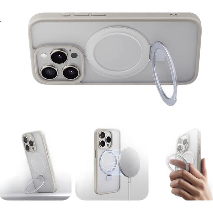 Чехол-накладка ZHIWEISHI с магнитной подставкой для Apple iPhone 15 Pro, MagSafe, ультратонкий, матовый, графитовый черный