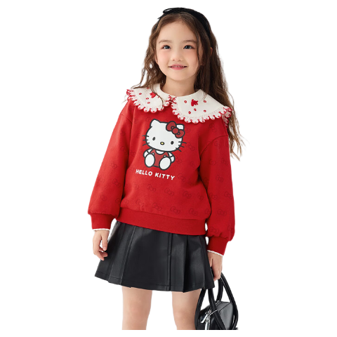 Balabala Girls Hoodie 2025 Spring Autumn Cute Hello Kitty IP Mall Same Style 201125121007