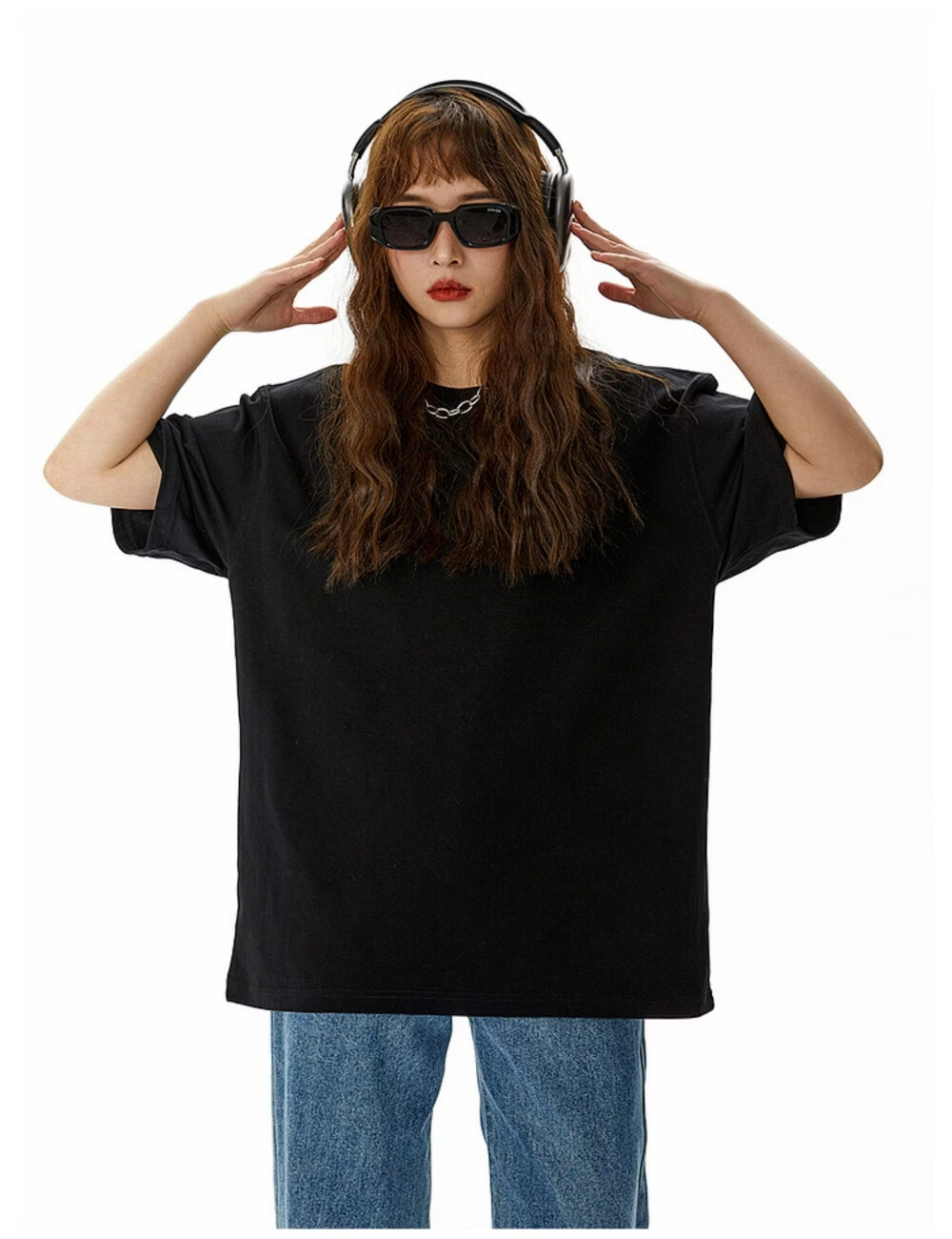 ICH MODE American Style Heavyweight 300g Solid Color Short Sleeve T-Shirt Women Summer New Loose Fit Versatile Half Sleeve Top White M 11