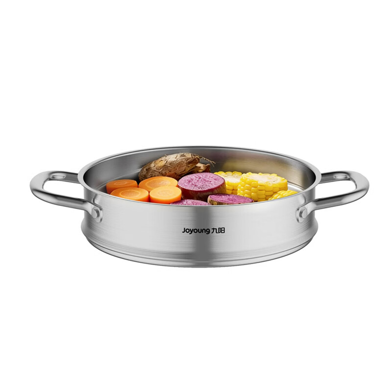 Joyoung 430 Stainless Steel Steamer Pot with Steaming Rack and Dim Sum Tray, 30cm Household Bamboo Steamer for Mantou and Baozi